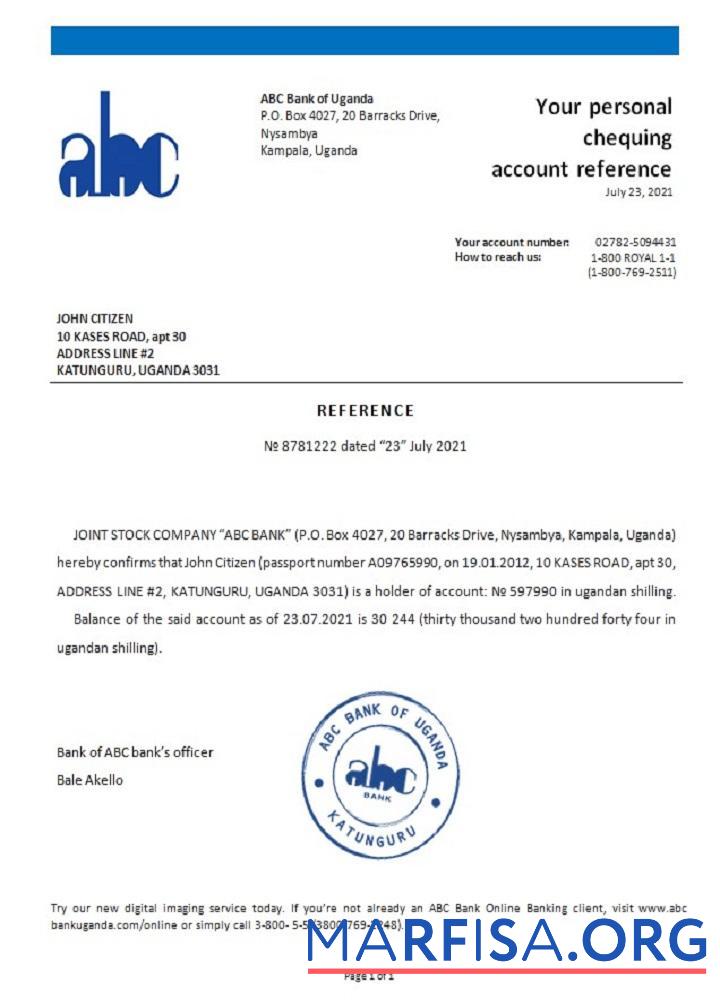 Realistic Uganda ABC reference download for verification